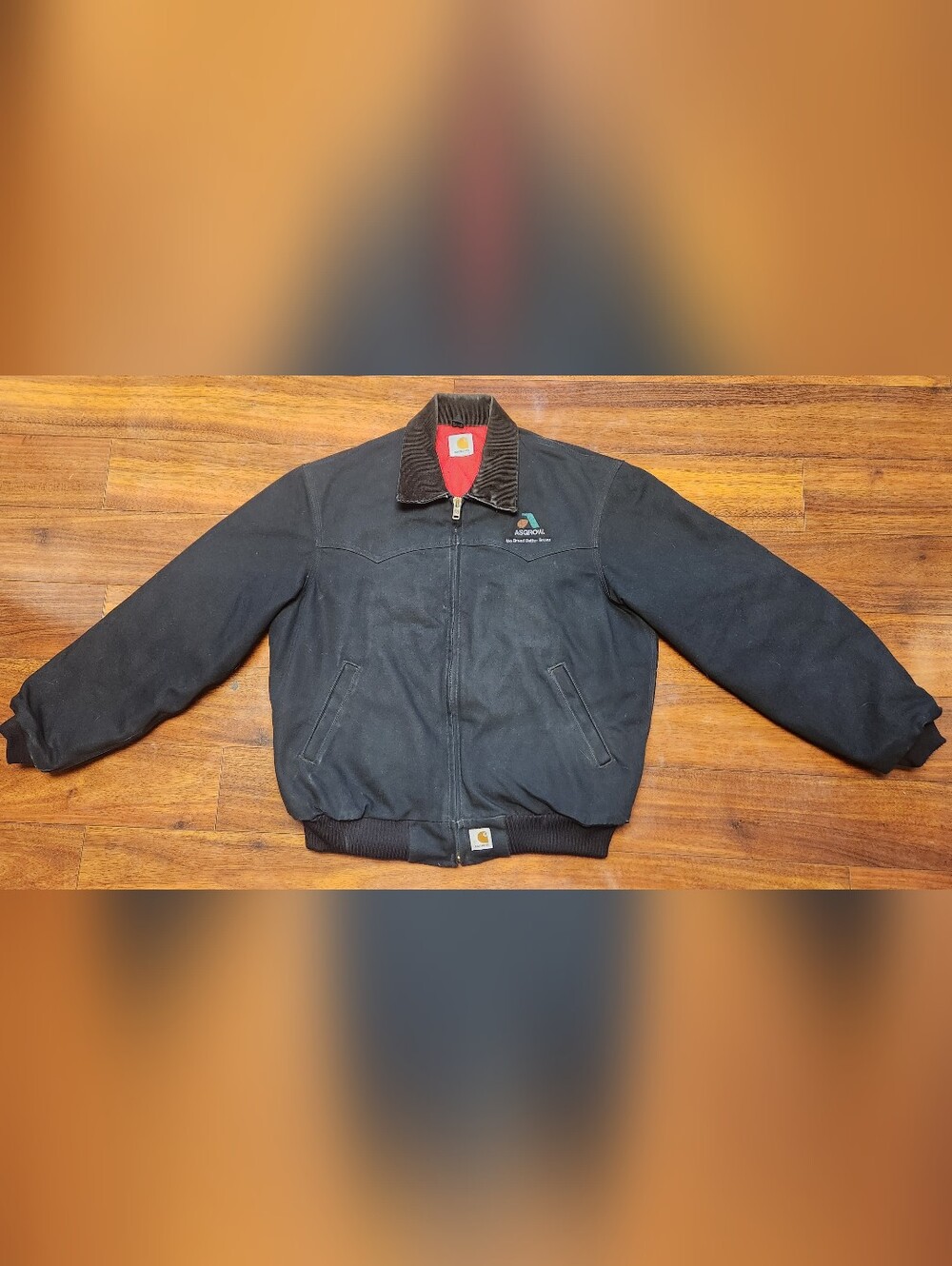 CARHARTT Detroit Jacket L Large Red Quilt Corduroy Collar Barn Coat VTG ASGROW